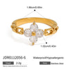 Stainless Steel Openwork Ring with Sculpted Folds in Gold-Tone - Image 19