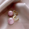 Sweet Pink/White Imitation Pearl Earrings for Women Gold Color Female Simulated Pearl Earrings Jewelry - Image 2