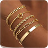 Gold Bracelets for Women Gold Plated Chunky Cuff Bangles Tie Knot Cuban Rope Paperclip Beaded Bracelet Stack Gift - Image 7