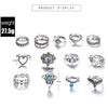 13Pcs/Set Vintage Carved Hollow Flower Crown Love Rings for Women Retro Fringer Rings Party Jewelry Gift - Image 5