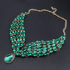 Green Crystal Statement Necklace Earrings Set Gold Color Jewelry Sets Indian Bridal Wedding Costume Jewellery - Image 3