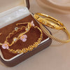 Delicate Zircon Flower Cuff Bangle Bracelets for Women Glossy Gold Plated Stainless Steel Wristband Bracelet Jewelry - Image 5