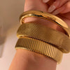 Stainless Steel Open Bangles for Women Men Punk Chunky Glossy Braided Mesh Metal Cuff Bracelet Bangle Vintage Jewelry - Image 1