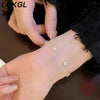 Silver Plated 18-Karat Gold Four-Leaf Clover Full Star Bracelet Simple Zircon Silver Women's Commute - Image 4