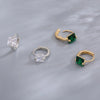Square Green Zircon Hoop Earrings for Women Golden Silver Color Geometric Huggies Jewelry - Image 5