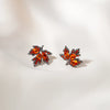 Red Rhinestone Zircon Maple Leaf Stud Earrings For Women Vintage Personality Crystal Earring Fall Winter Charm Jewelry - Image 4