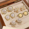 6/10/12 Pcs Simulated Pearl Round Square Stud Earrings Small French Elegant Daity Ear Studs for Women Daily Jewelry Sets F - Image 8