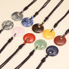Bohemian Style Stone Hole Bead Round Penda Necklace Tiger Eye Rose Quartz Amethyst Necklacent Jewelry Men and Women - Image 1