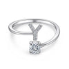 Silver Initial Rings for Women Girls, Adjustable Initial Rings Cubic Zirconia Stackable Alphabet Letter Rings Gift - Image 29