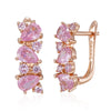 Shiny Pink Zircon Full Paved Drop Earrings For Women Party Rose Gold Color Daily Jewelry Gift - Image 6
