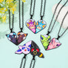 2-piece cute Eevee cartoon pendant necklace with heart patchwork, anime-style metal necklace - Image 6
