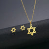 David Star Necklace Earrings Set Classic Jewish Star of David Pendant Stainless Steel Jewelry Sets for Women - Image 5