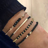 4 PCs/Set Black Stone Bracelets For Women Boho Handmade Multilayer Jewelry Accessories - Image 3