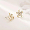 Dainty Flower Stud Earrings for Women Piercing Cartilage Ear Ring Cute Zircon Gold Color Women's Aesthetic Jewelry Gift - Image 3