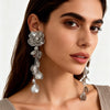 Exaggerated Flower Long Metal Dangle Earrings For Women Party Gift Gold Color Earrings Jewelry - Image 4