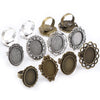 13x18mm 5pcs Antique Silver Plated And Bronze Plated Brass Oval Adjustable Ring Settings Blank/Base,Fit 13x18mm Glass Cabochons - Image 1