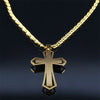Catholic Cross Amulet Crystal Pendant Men Chain Necklace Gold Color Stainless Steel Necklaces Jewelry Masculino N4930S02 - Image 4