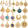 Shining Moon Star Sun Tellurion Celestial Compass Charm Pendant Gold Colour, Jewelry Necklace Bracelet Making Supply - Image 1