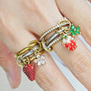 Y2K Sweet Strawberry Flower Charm Ring Set For Women Stainless Steel Stacking Kilcollin Ring Handmade Jewelry Party Gift - Image 4