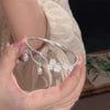 Creative Plum Blossom Cuff Bangles for Women Silver Color Floral Open Bracelet Wristband Wedding Jewelry - Image 1