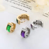 Round Crystal Glass Hoop Earrings for Women Men Gold Silver Black Color Semi-circle Stainless Steel Earring Women's Jewelry - Image 5