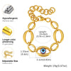 Evil Eye Bracelet for Women, Gold Silver Color Stainless Steel Adjustable Length Chunky Oval Link Chain Bracelet Gifts - Image 5