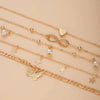 5 Pcs Metal Butterfly Star Heart Pendant Anklets Set Bohemia Vintage Pearl Pendant Foot Bracelet Beach Woman Jewelry - Image 3