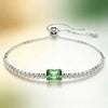 Rectangle Olive Green Zircon Hoop Chain Necklace Earrings Bracelet Ring Women Jewelry Set - Image 17