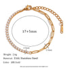 316L Stainless Steel Zircon Asymmetrical Necklace Bracelet Earrings Gold Plated Jewelry Set Gift - Image 8