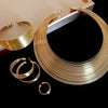 4 Pcs Metal Gold Color Geometric Multi-layer Necklaces for Women Heavy Industry Bangles Round Earrings Jewelry Set B - Image 7