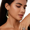 Gold Plated Lightweight Statement Rhombus Drop Earrings Leverback Hook Earing for Women Mom Girls - Image 6