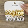 6pcs Chunky Gold Plated Waterdrop Hoop Earrings For Women Minimalist Smooth Thick Circle Drop Earring Lightweight Party Jewelry - Image 9