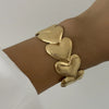 Stainless Steel Textured Surface Love Heart Bracelets For Women Men Vintage Metal Chunky Heart Open Cuff Bangle Wedding Jewelry - Image 1