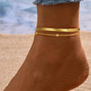 Stainless steel anklet bead strings snake bone chain double layered stacking anklet beach vacation ladies seaside party matching - Image 1