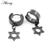 2PCS Stainless Steel Star Cross Snake Spike Skull Sword Blade Chain Feather Spider Dangle Women Men Huggie Hoop Earrings - Image 26