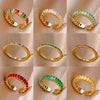 Thin Cubic Zirconia Stacking Ring in Gold-Tone Stainless Steel Adjustable - Image 1