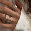 Silver Color Minimalist Irregular Twined Finger Rings Creative Geometric Punk Opening Rings for Women Girls Jewelry - Image 1