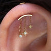 1PC Silver Eight-pointed Star CZ Piercing Earring For Women Tassel Chain Stud Earring Party Jewelry - Image 4