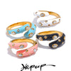 Adjustable Candy Y2K Blue White Black Pink Enamel Cubic Zirconia Open Ring Golden Stainless Steel Jewelry Gift - Image 1