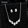 Sparkling Teardrop Cubic Zirconia Necklace Earrings Set For Women Elegant Bridal Wedding Party Jewelry Accessories - Image 1