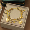 Stainless Steel Double Layered Love Heart Bracelet For Women Gold Color Ball Bean Chain Charm Bracelet Wrist Jewelry - Image 1