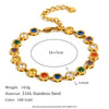 Multicolor Round Zircon Necklace Bracelet Pvd Plated Stainless Steel Party Shiny Chic Jewelry - Image 10