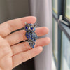 Light Full Rhinestone Owl Brooches For Women Lady Cartoon Blue Crystal Feather Alloy Animal Brooch Party Jewelry Suit Pin - Image 4