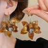 White Resin Flower Hoop Earrings For Women Metal C Shape Statement Earings Jewelry Accessories - Image 4
