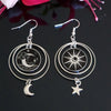 Goth Y2K Black Enamel Moon Sun Star Fringed Multi-layer Circular Celestial Dangle Earrings for Women Halloween Aesthetic Jewelry - Image 1