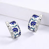 Classic Vintage Temperament Temperament Earrings Blue Enamel Studs Floral Party Ladies Graffiti Jewellery - Image 3
