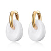 Oval Shape Acrylic Resin Pendant Stainless Steel Hoop Earrings For Women Gold Color Steel Ear Buckle Female Jewelry - Image 8