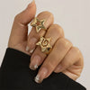 2Pcs/Set Vintage Punk Irregular Hollow Star Metal Open Rings for Women Gothic Adjustable Couple Rings Y2K Wed Jewelry - Image 9
