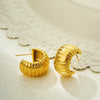 Elegant Gold Color Chunky Wide Texture C Shape Hoop Earring for Women Polished Stainless Steel Huggie Jewelry Gifts - Image 6
