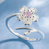 Silver Color Cherry Blossom Flower Cubic Zirconia Stone Jewelry Sets for Women Floral Necklace Bracelet Earring Ring Wedding Set - Image 8